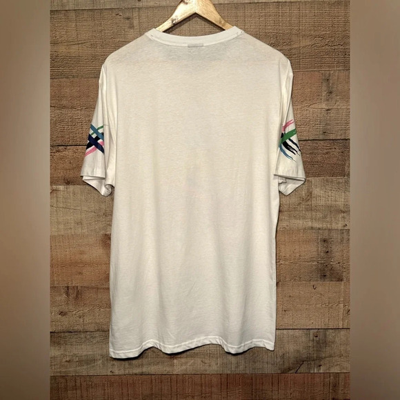 🌻 SWITCH REMARKABLE Money Master White Tee Men's size XL Paint Rhinestone - Picture 2 of 7